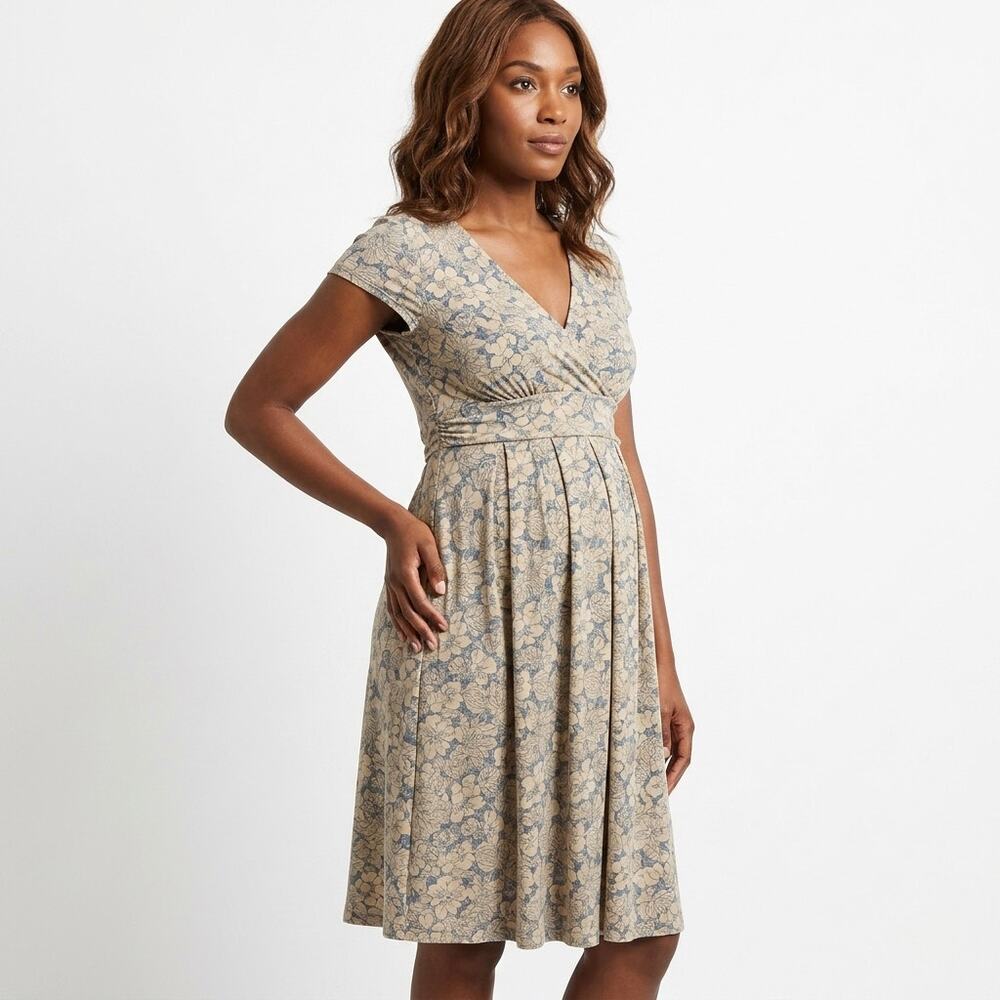 Mimi Maternity Made in USA Wrap Dress Knee Length Floral Women Size S